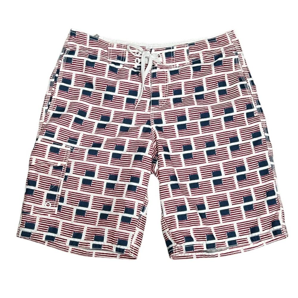 Old Navy Men’s Flag Patriotic American Flag Swim Board Surf Trunks Shorts Medium